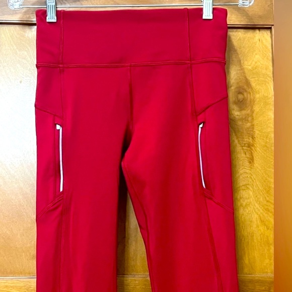 Athleta Reinier Bright Bold Red Active Leggings M - Picture 9 of 12